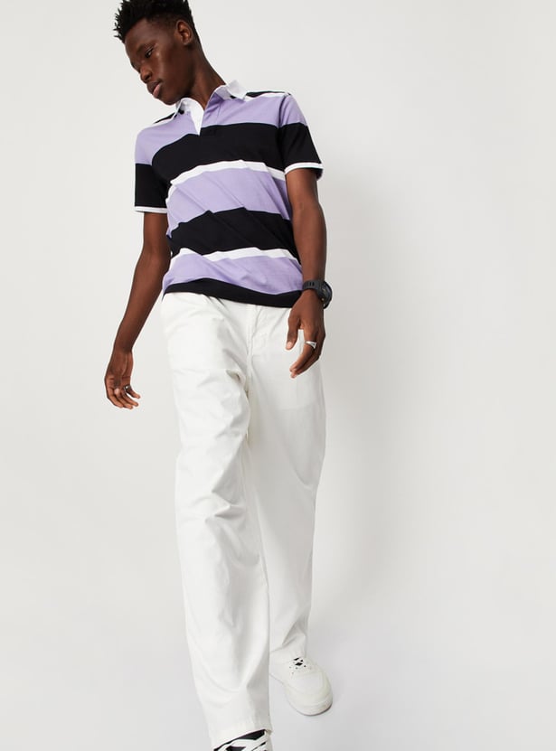 Men Striped Slim Fit Polo