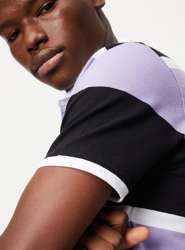 Men Striped Slim Fit Polo