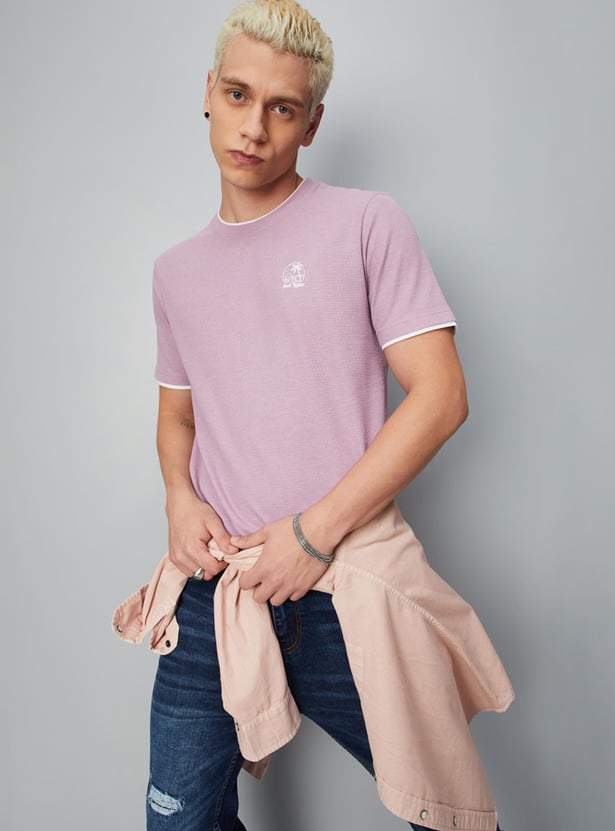 Men Textured Slim Fit Layered T-shirt