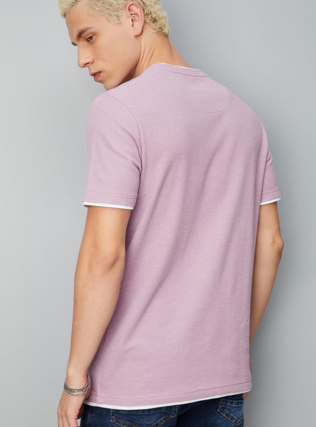 Men Textured Slim Fit Layered T-shirt