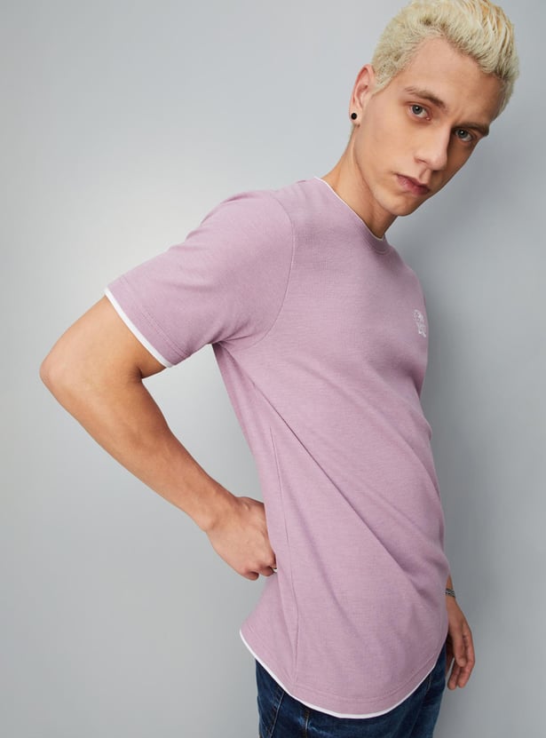 Men Textured Slim Fit Layered T-shirt