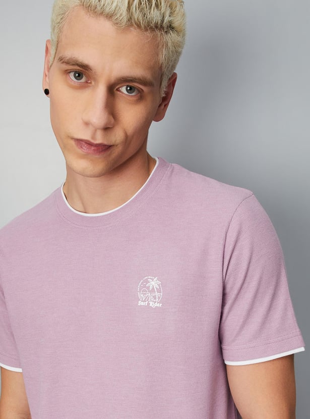 Men Textured Slim Fit Layered T-shirt