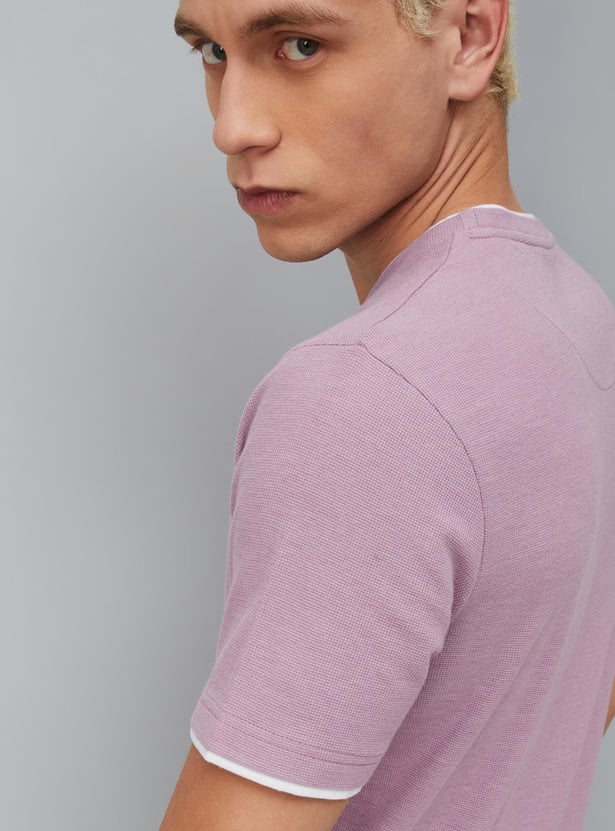 Men Textured Slim Fit Layered T-shirt