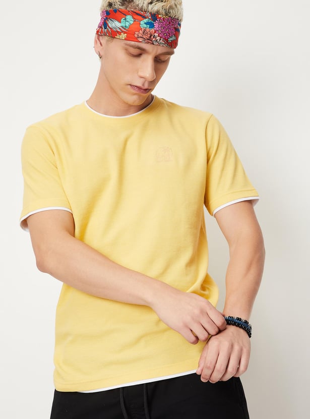 Men Textured Slim Fit Layered T-shirt