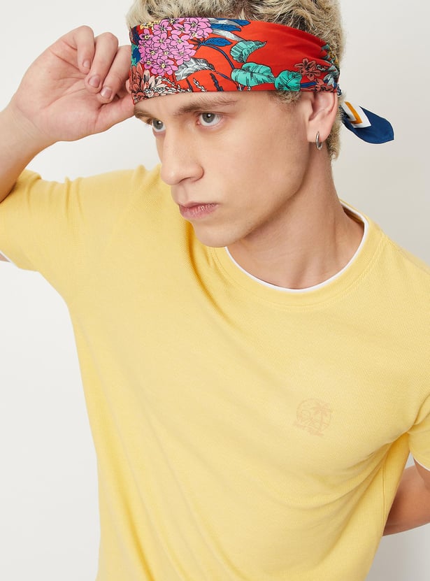 Men Textured Slim Fit Layered T-shirt