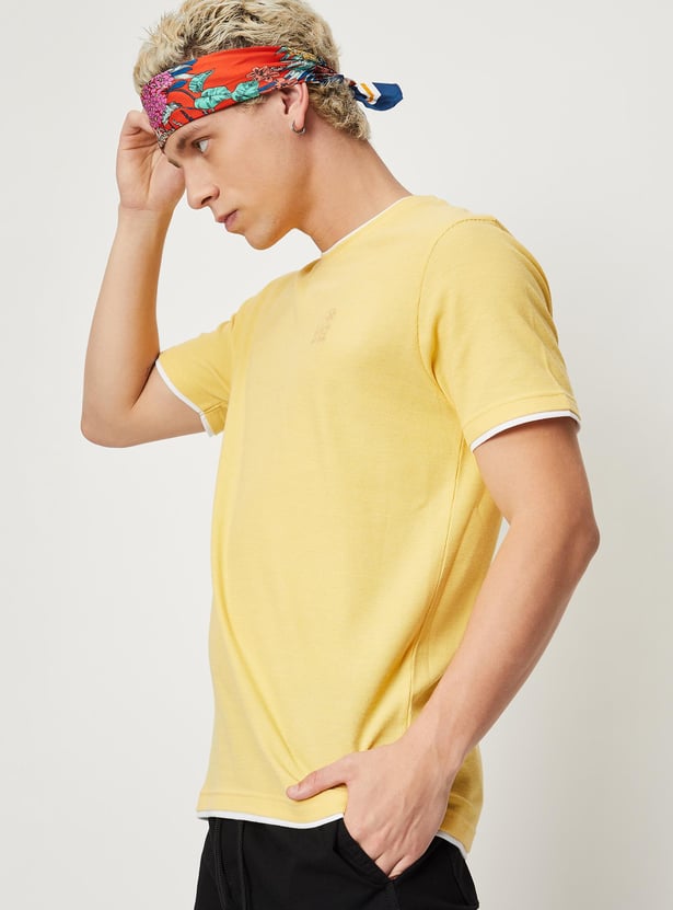 Men Textured Slim Fit Layered T-shirt