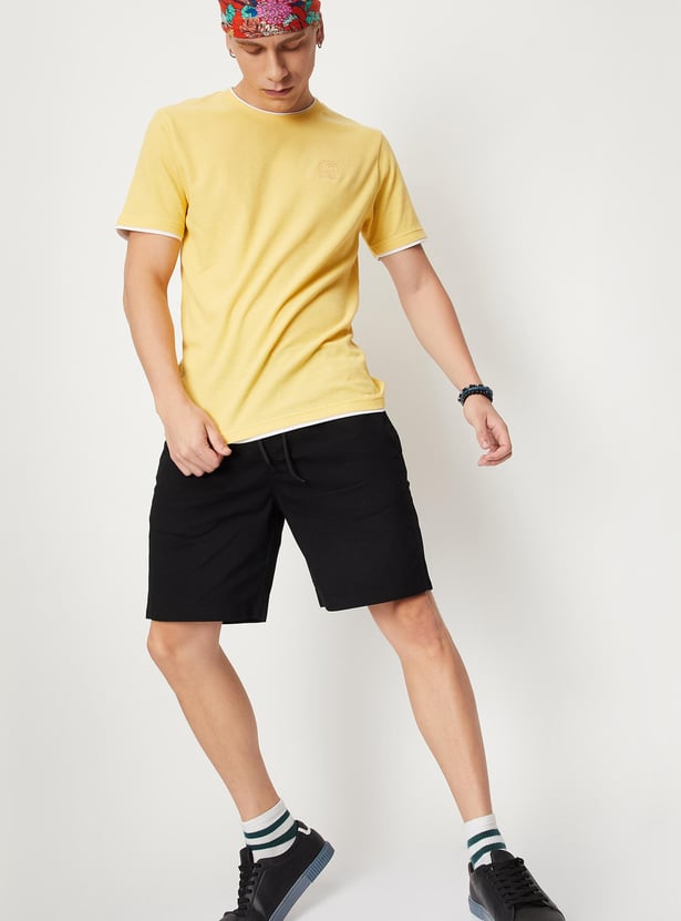 Men Textured Slim Fit Layered T-shirt