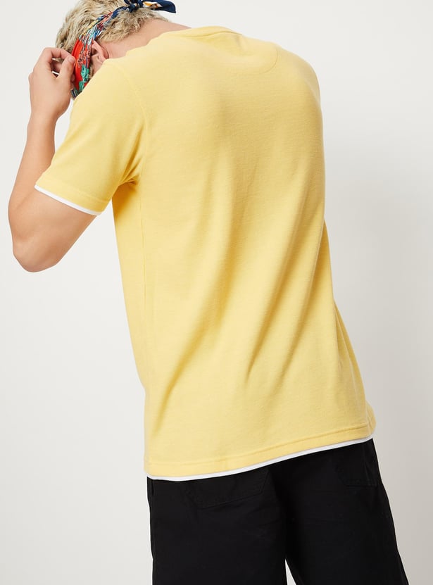 Men Textured Slim Fit Layered T-shirt
