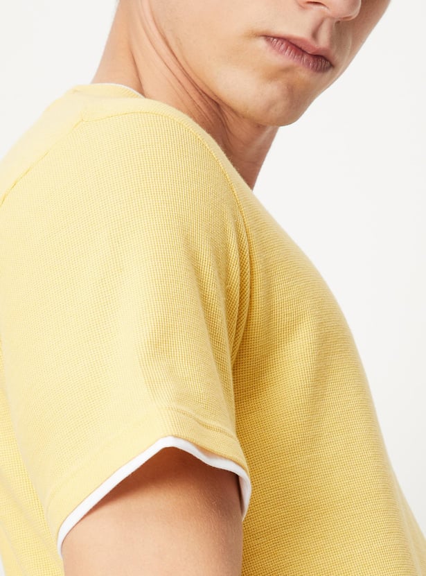 Men Textured Slim Fit Layered T-shirt