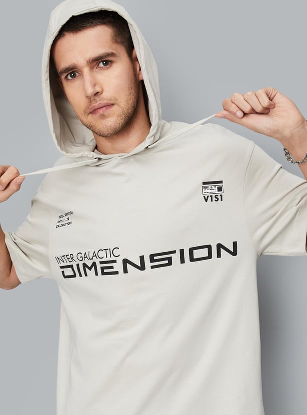 Men Oversized Hooded Graphic T-shirt