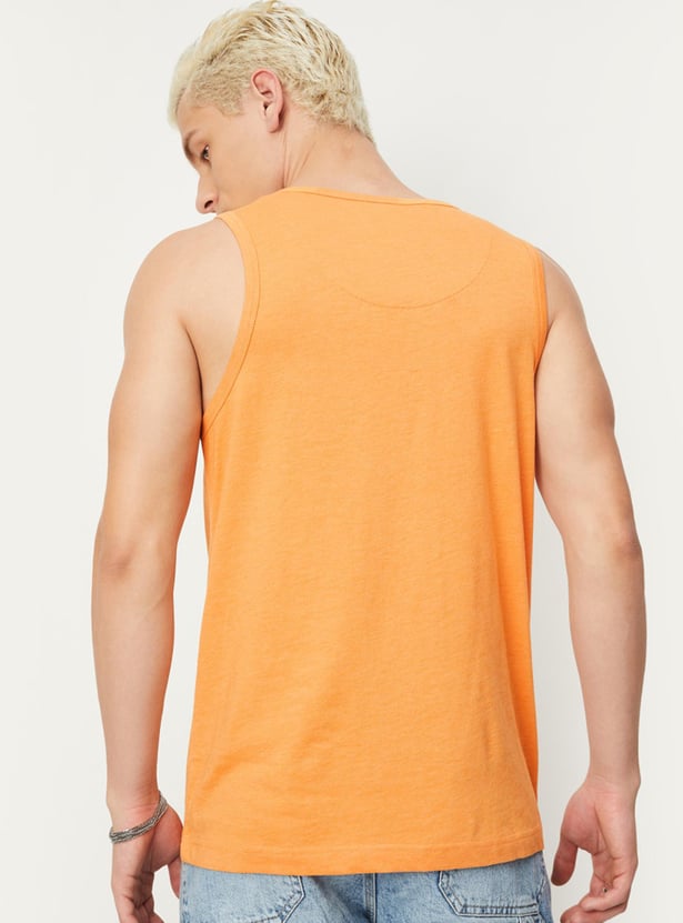 Men Slim Fit Sleeveless Graphic T-shirt