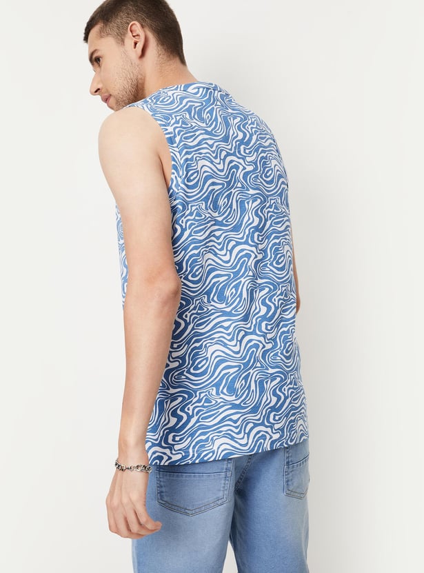 Men Marble Printed Sleeveless T-shirt