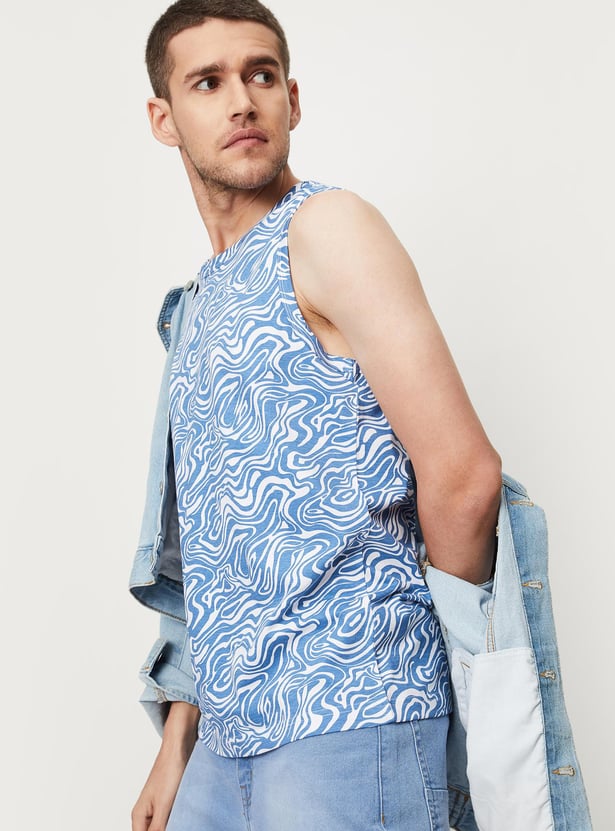 Men Marble Printed Sleeveless T-shirt
