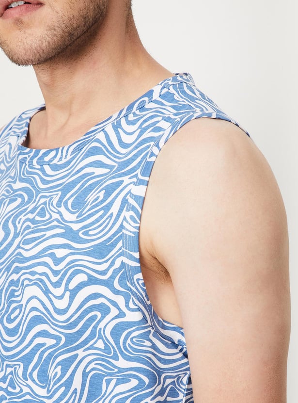 Men Marble Printed Sleeveless T-shirt