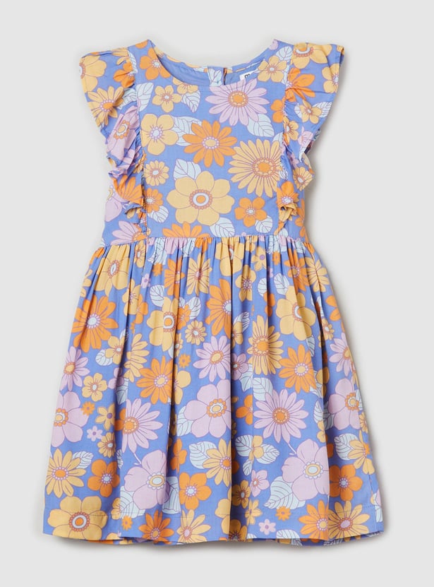 Girls Printed Fit and Flare Dress