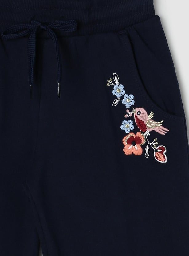 Girls Embroidered Knit Joggers