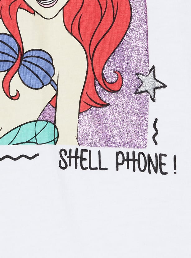 Girls Mermaid Printed Ruffled T-shirt