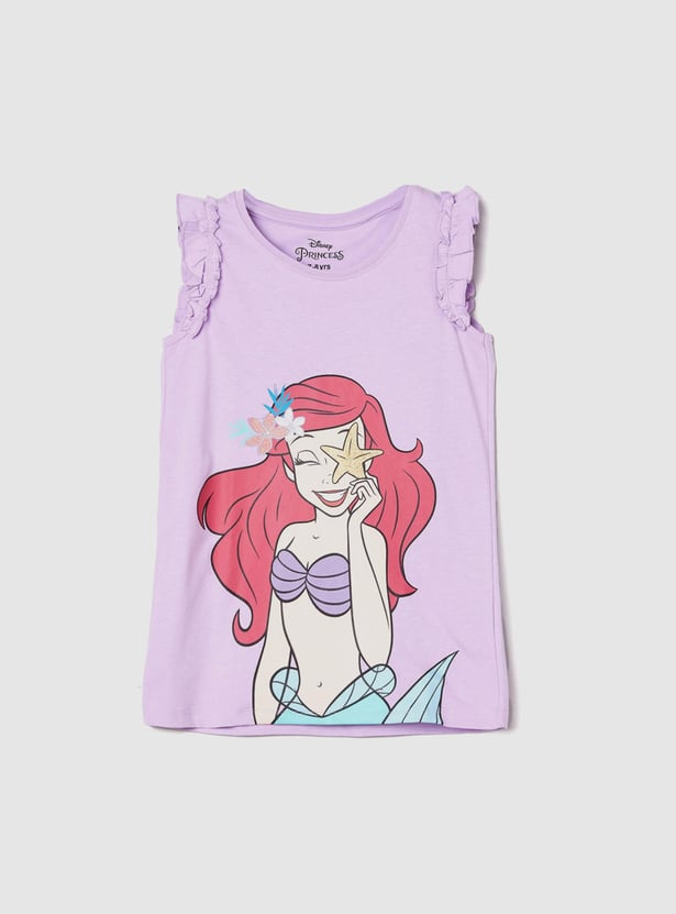 Girls Mermaid Printed Sleeveless T-shirt