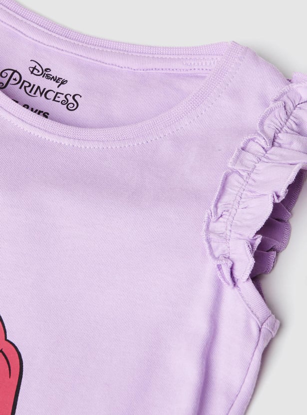 Girls Mermaid Printed Sleeveless T-shirt
