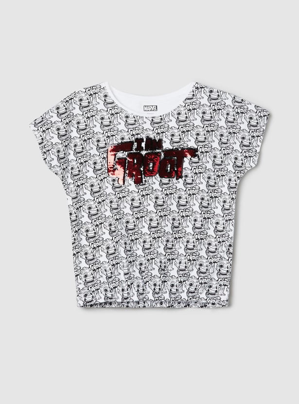 Girls Groot Embellished Ribbed Casual Top