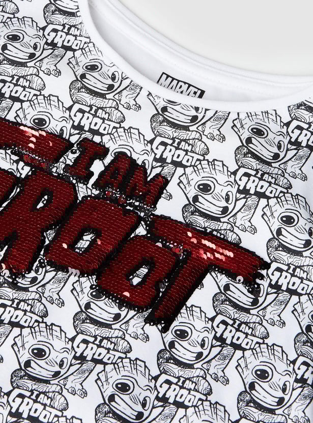 Girls Groot Embellished Ribbed Casual Top