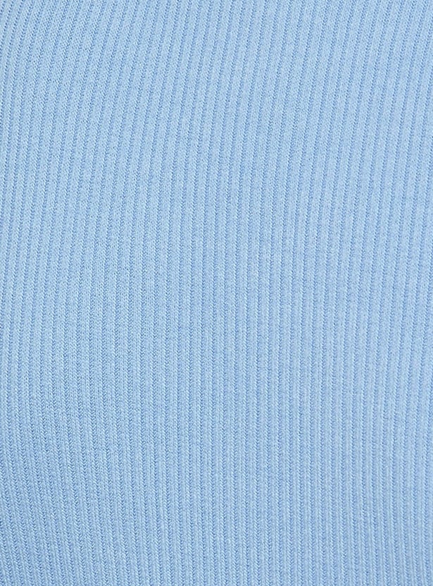 Women Rib Knit Lettuce Edge Top