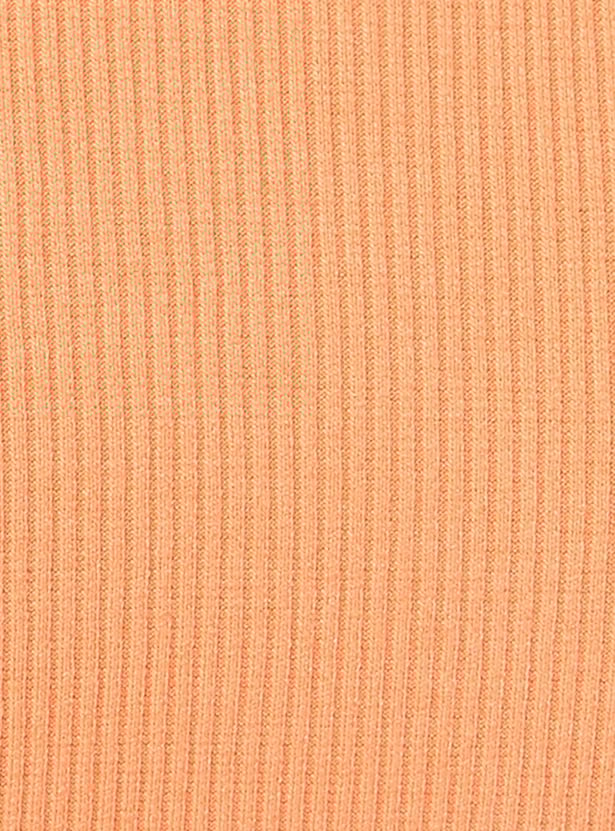 Women Rib Knit Lettuce Edge Top