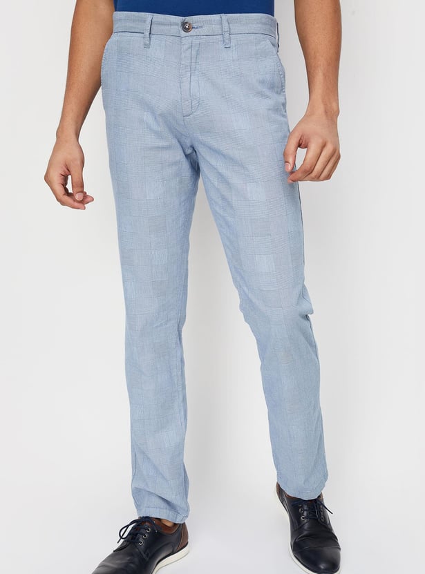 Men Checked Eco Wash Stretch Chinos