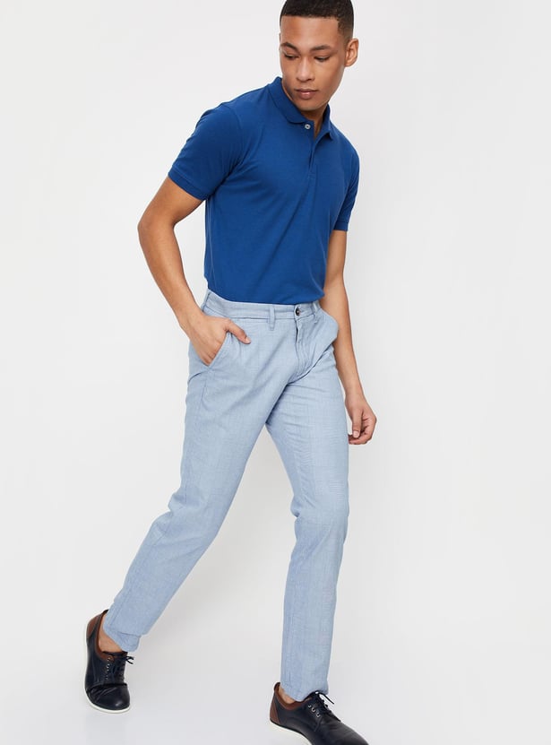 Men Checked Eco Wash Stretch Chinos