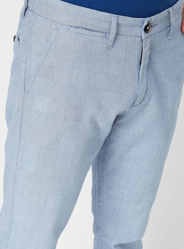 Men Checked Eco Wash Stretch Chinos