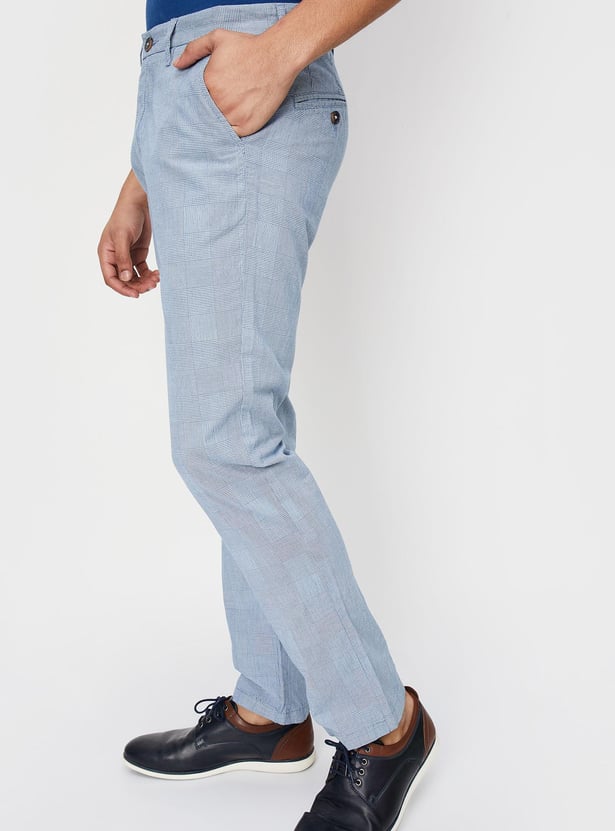 Men Checked Eco Wash Stretch Chinos