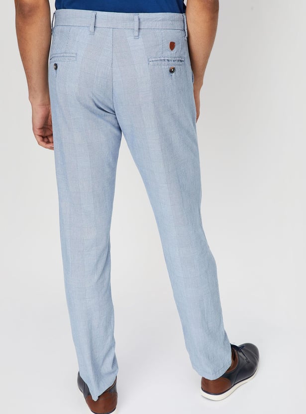 Men Checked Eco Wash Stretch Chinos