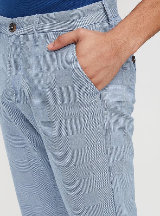 Men Checked Eco Wash Stretch Chinos