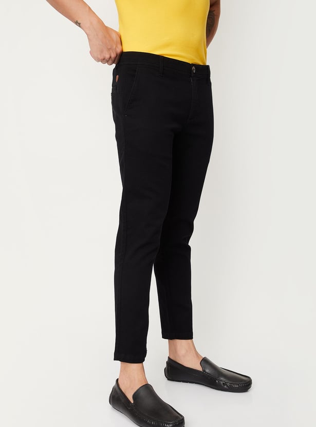 Men Solid Carrot Fit Chinos
