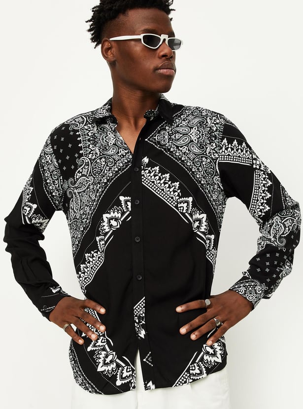 Buy Men Printed Full Sleeves Slim Fit Casual Shirt Online at just