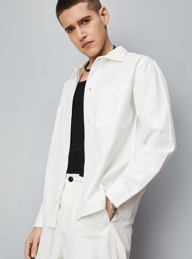 Men Solid Boxy Fit Casual Shirt