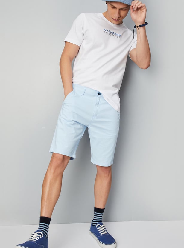 Men Solid Slim Fit Casual Shorts