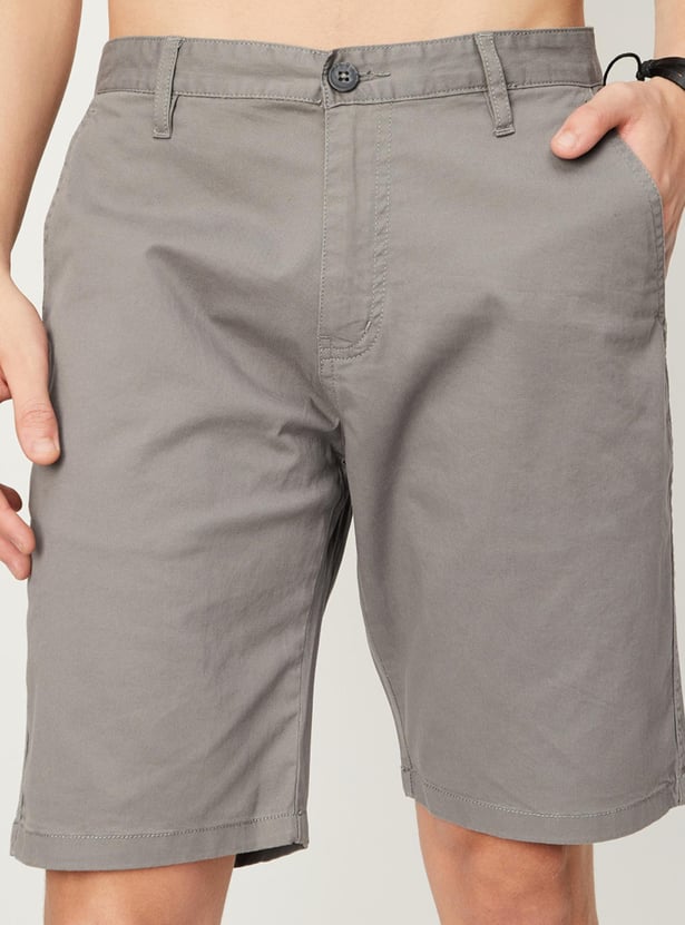 Men Solid Slim Fit Casual Shorts