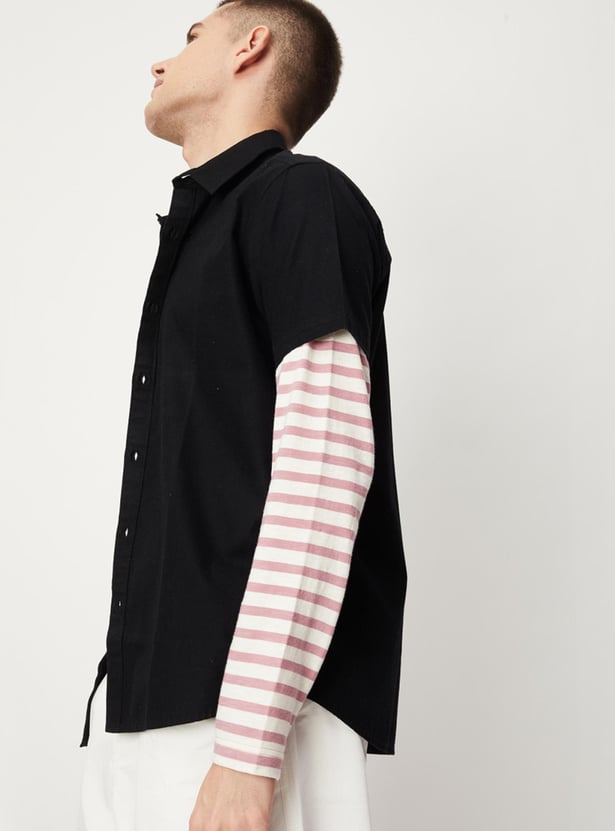 Men Solid Half Sleeves Slim Fit Casual Shirt