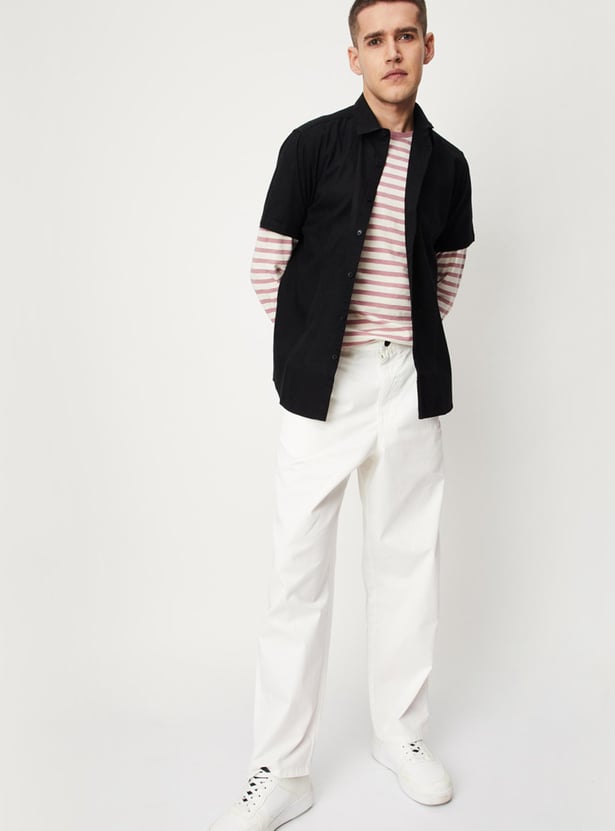 Men Solid Half Sleeves Slim Fit Casual Shirt