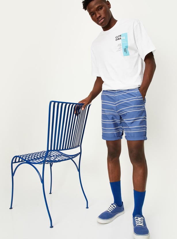 Men Striped Slim Fit Casual Shorts