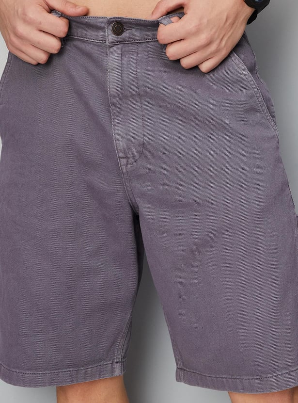 Men Solid Carpenter Denim Shorts