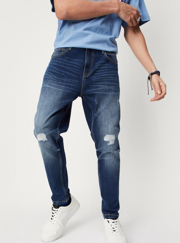 Men Distressed Carrot Fit Jeans