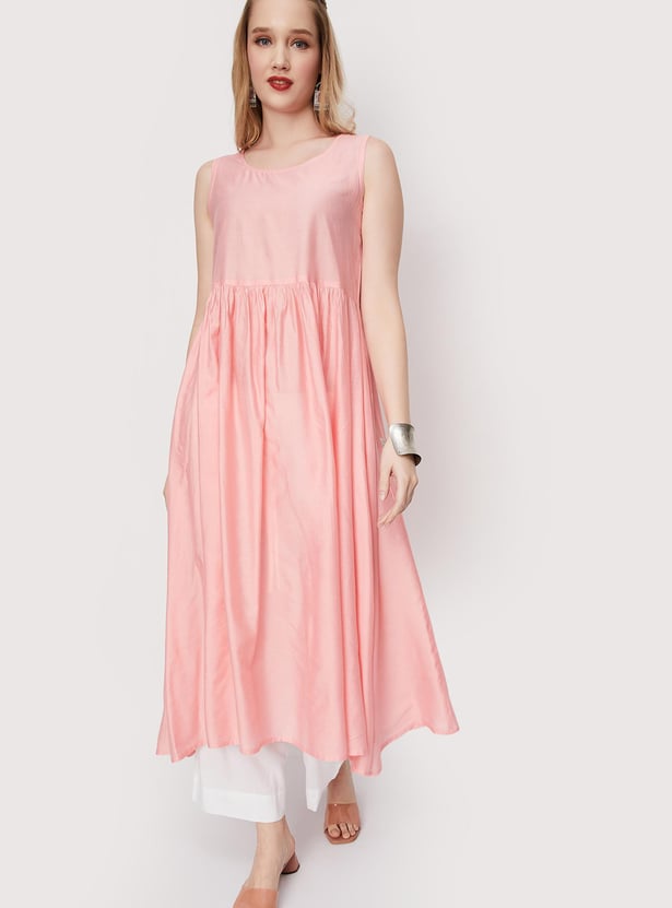 Women Chikankari Layered Kurta with Inner