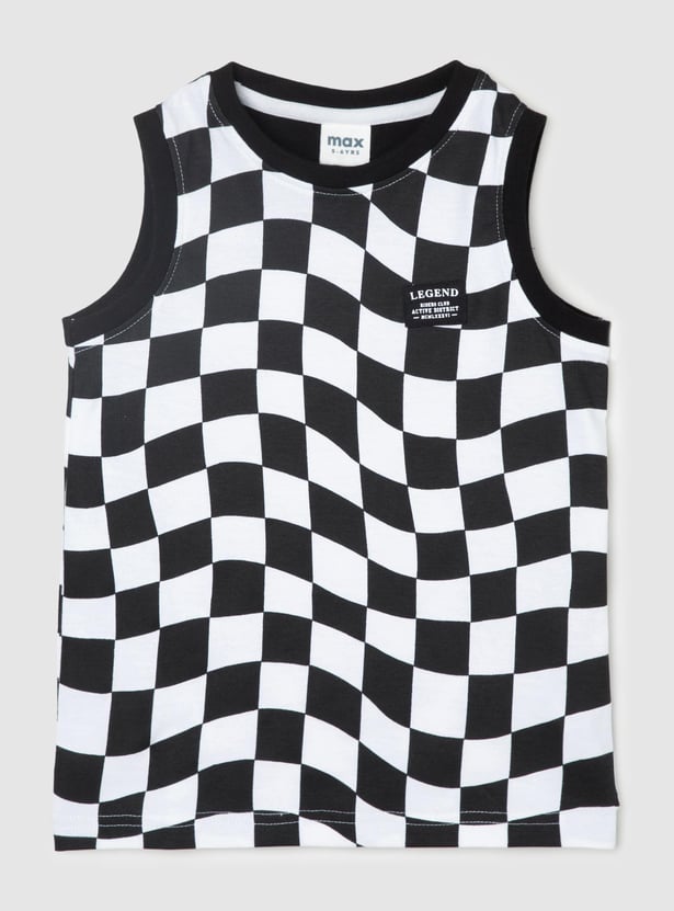 Boys Checked Knit Sleeveless T-shirt