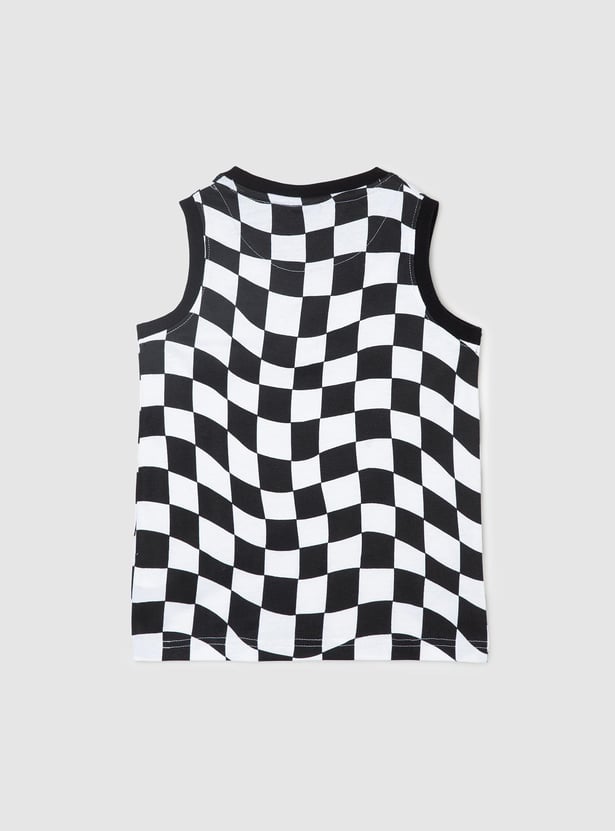 Boys Checked Knit Sleeveless T-shirt