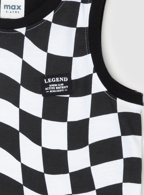 Boys Checked Knit Sleeveless T-shirt