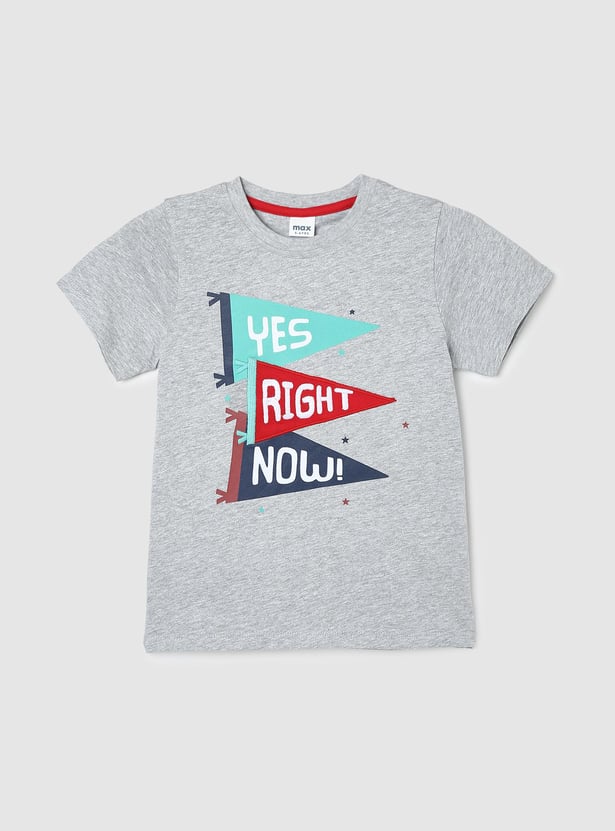 Boys Typographic Printed Crew Neck T-shirt