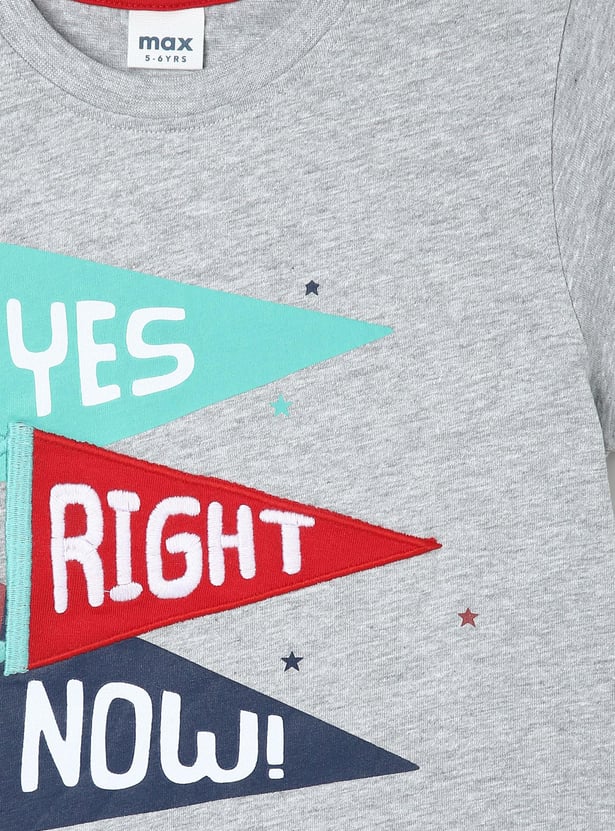 Boys Typographic Printed Crew Neck T-shirt