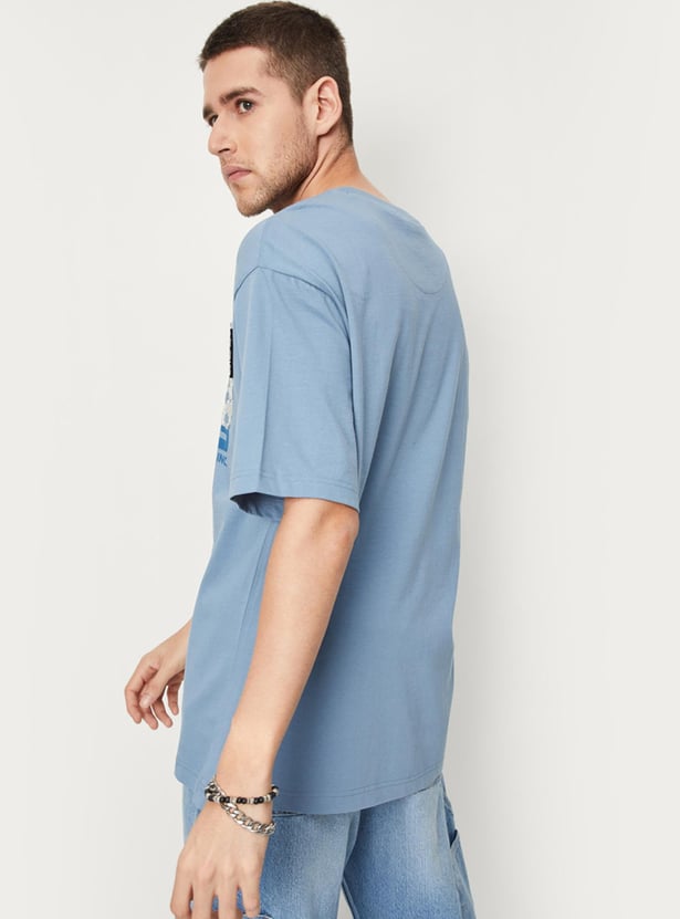 Men Typographic Printed Oversized T-shirt